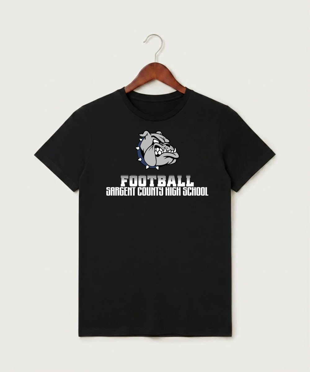 Sargent County High School Football (Boys) - Black T-Shirt - Full Front