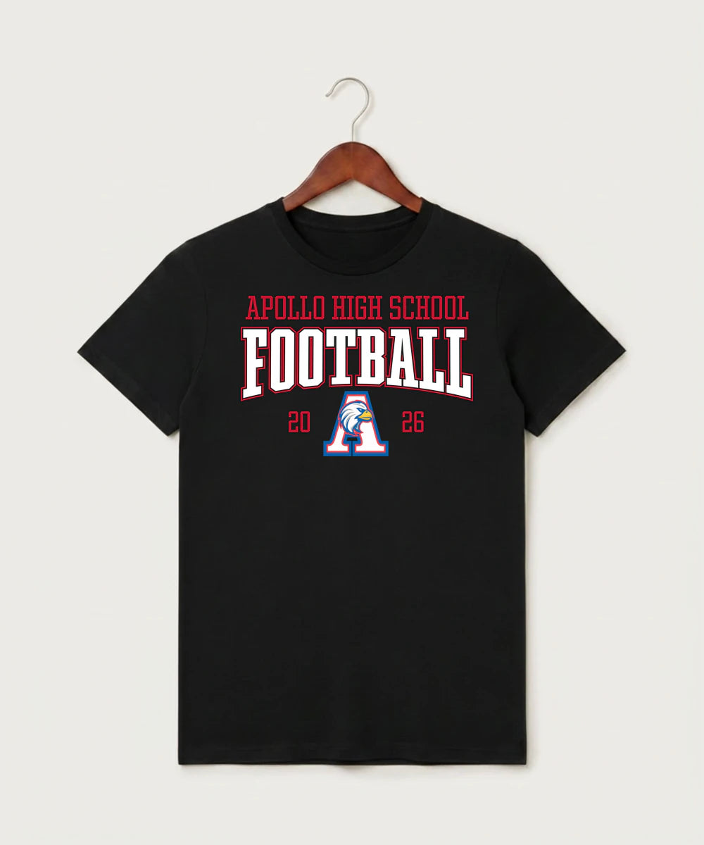Apollo High School Football (Boys) - Black T-Shirt - Full Front
