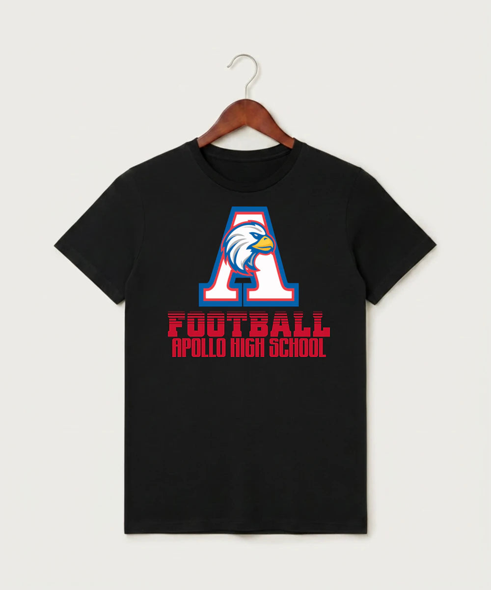 Apollo High School Football (Boys) - Black T-Shirt - Full Front