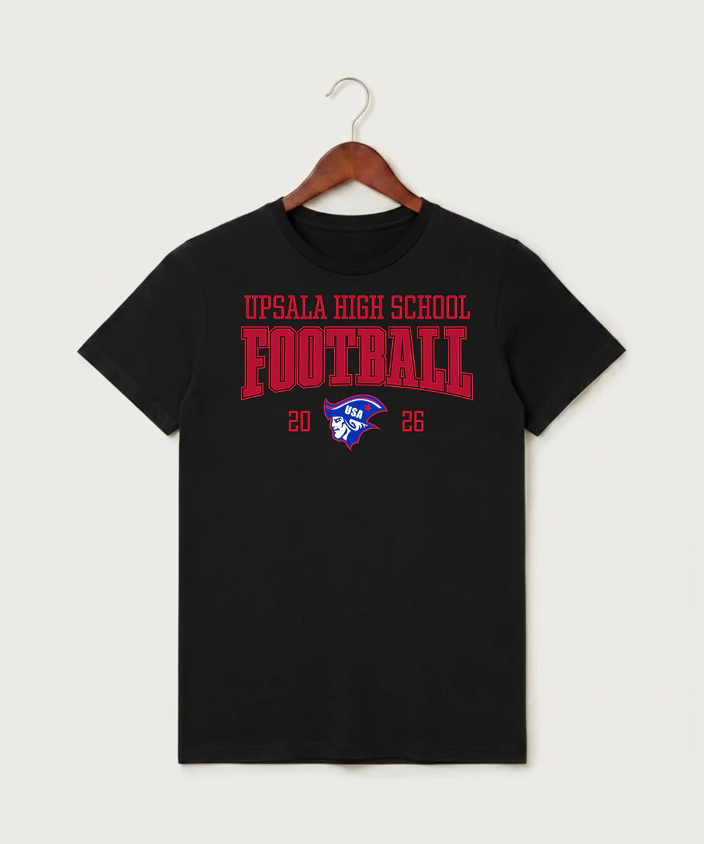 Upsala High School Football (Boys) - Black T-Shirt - Full Front