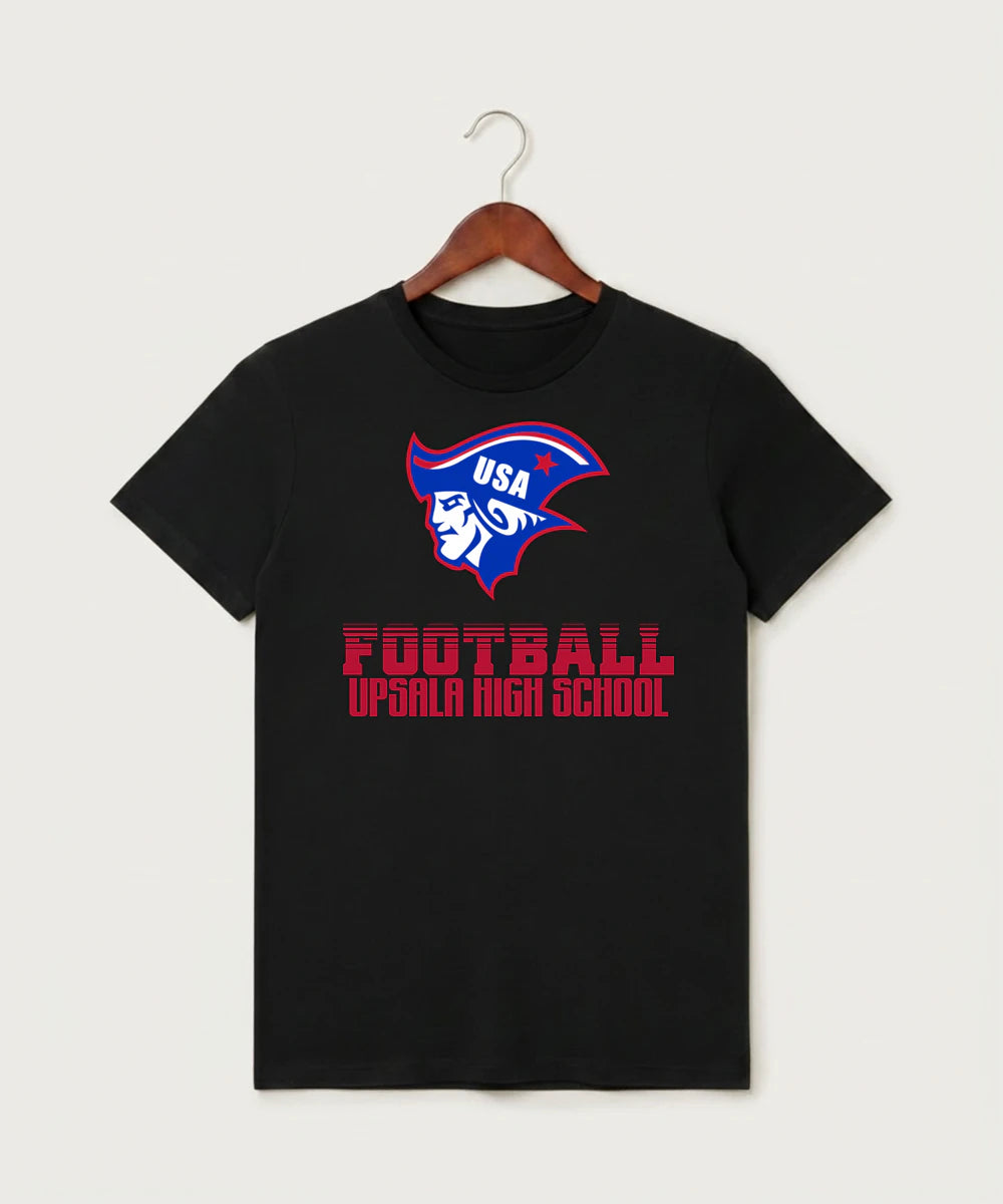 Upsala High School Football (Boys) - Black T-Shirt - Full Front