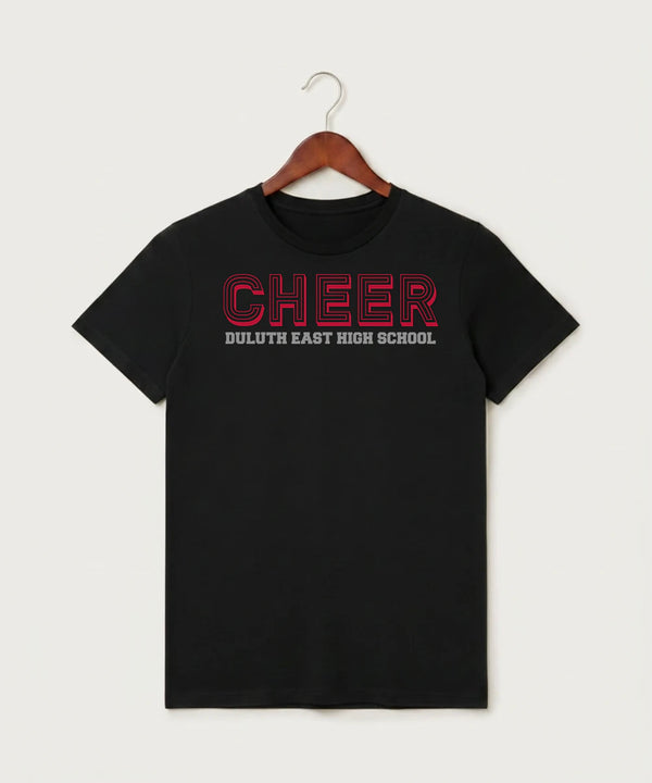 Duluth East High School Cheer (Coed) - Black T-Shirt - Full Front