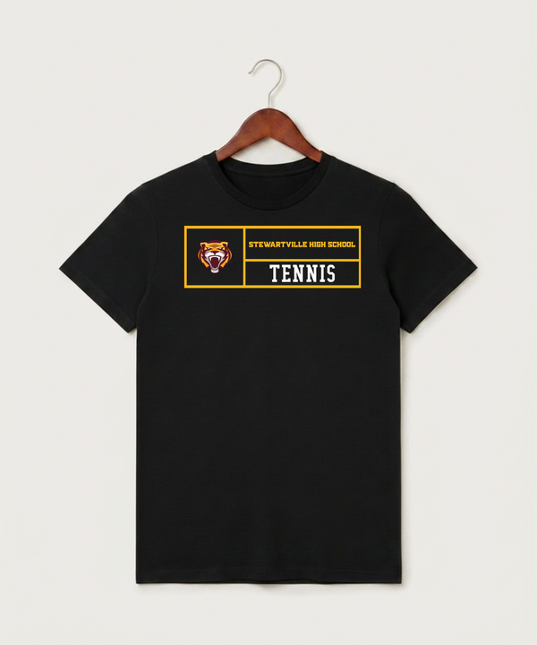 Stewartville High School Tennis (Coed) - Black T-Shirt - Full Front