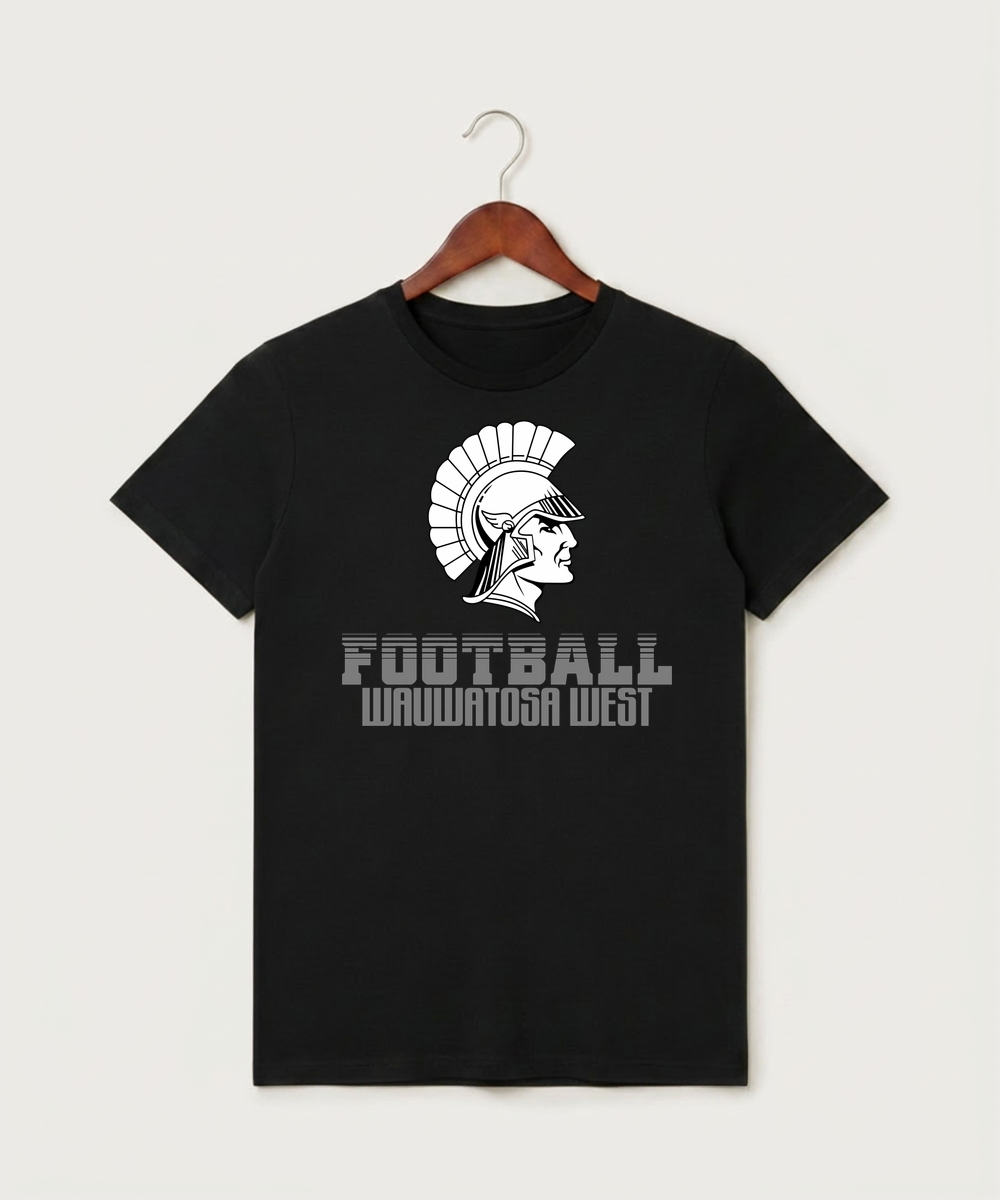 Wauwatosa West Football - Black T-Shirt - Full Front
