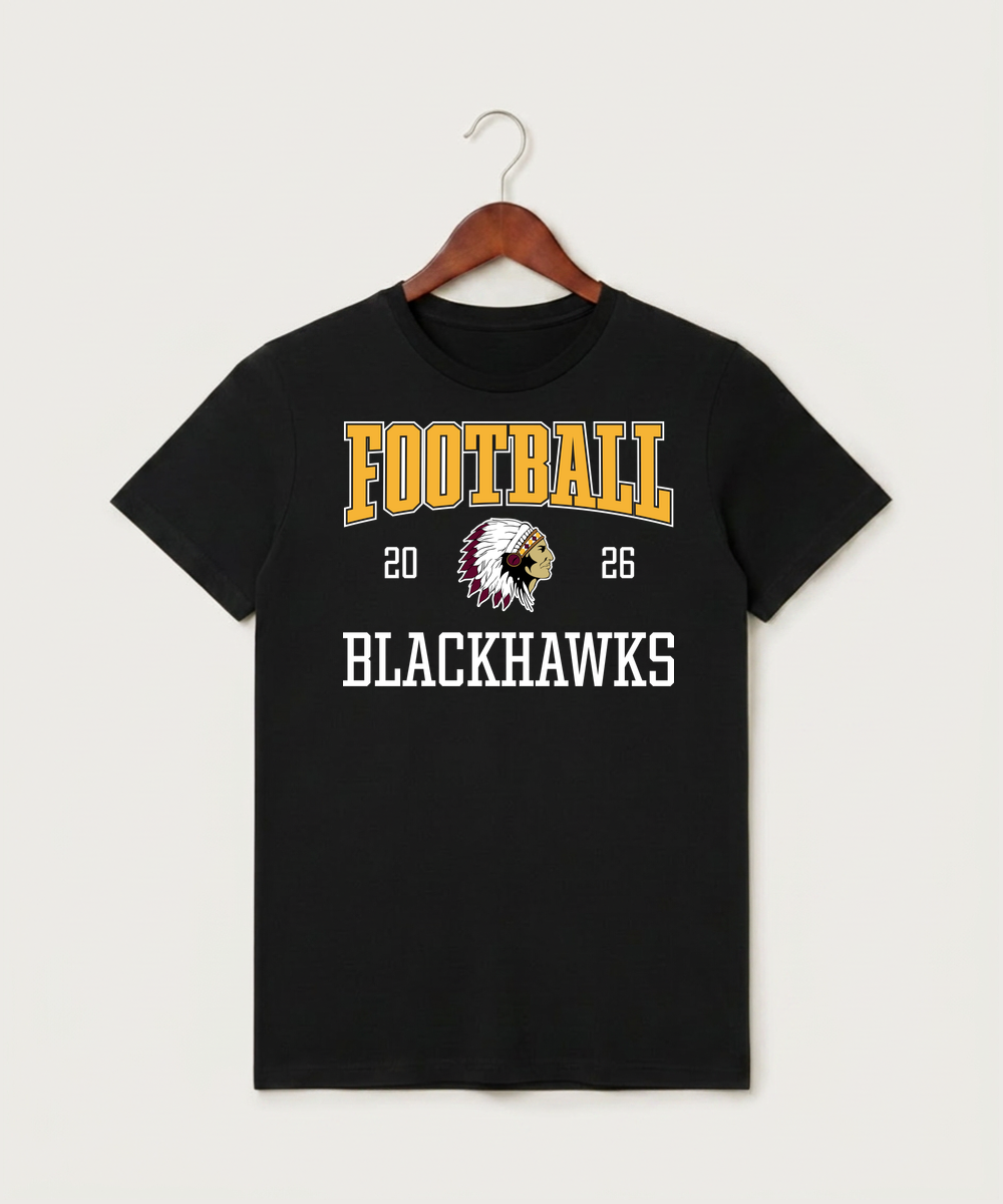Stockton High School Football - Black T-Shirt - Full Front