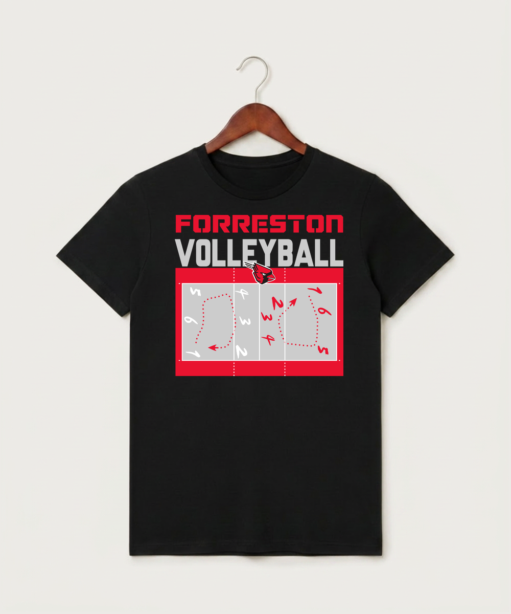 Forreston Volleyball - Black T-Shirt - Full Front