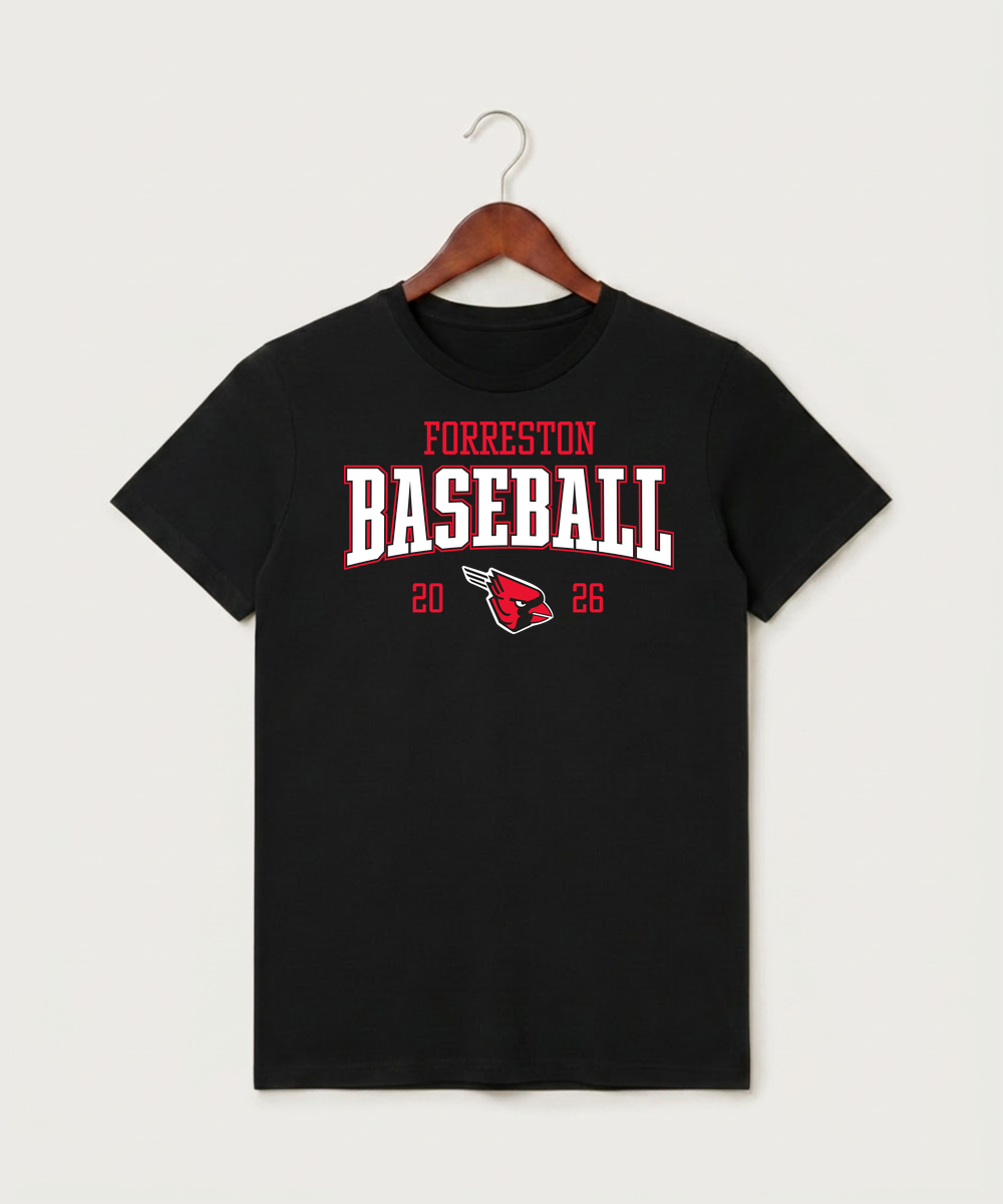 Forreston Baseball - Black T-Shirt - Full Front