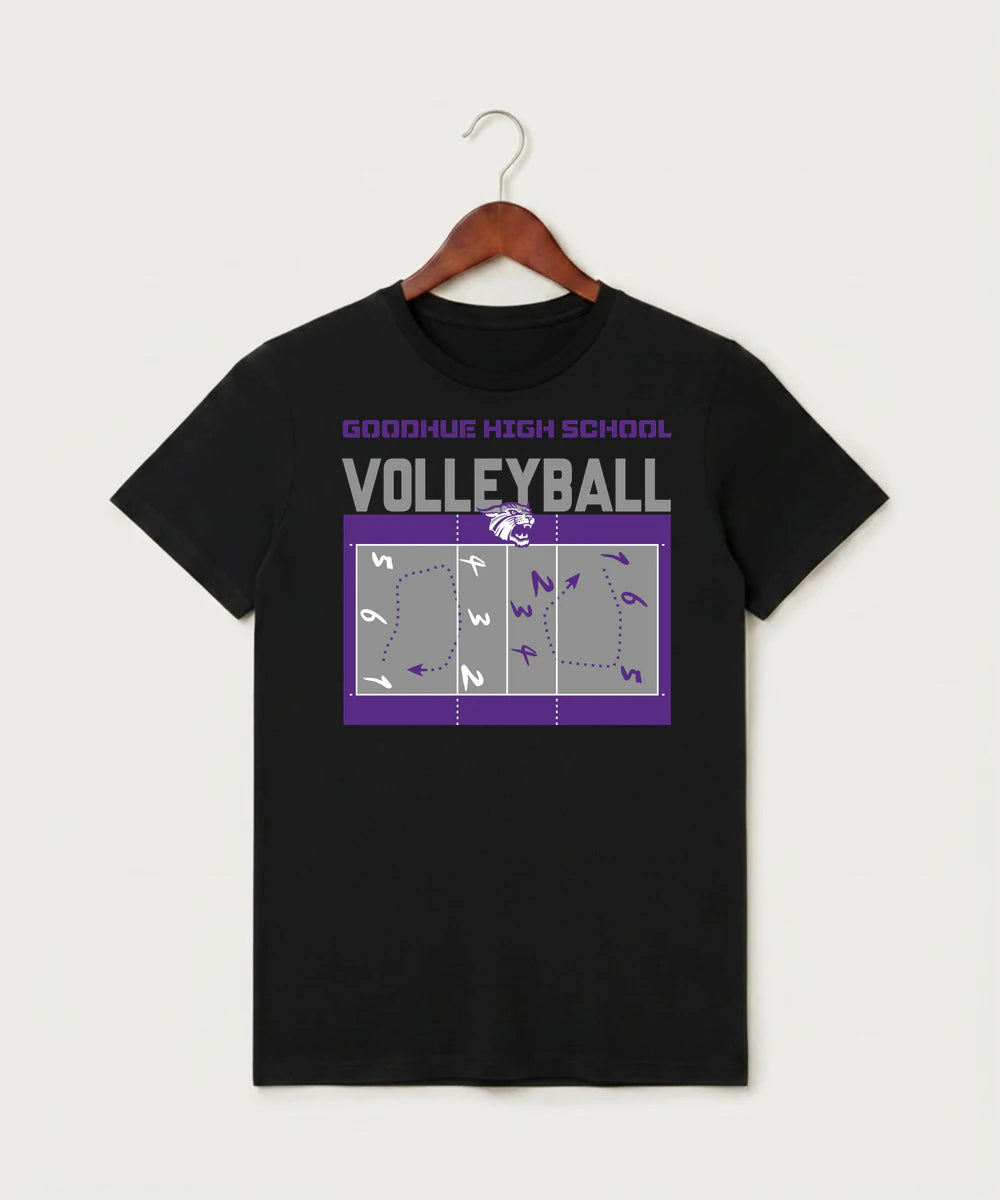 Goodhue High School Volleyball (Girls) - Black T-Shirt - Full Front
