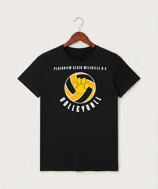 Plainview Elgin Millville H S Volleyball (Girls) - Black T-Shirt - Full Front