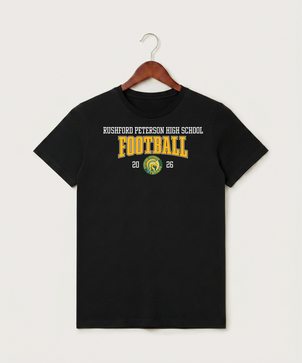Rushford Peterson High School Football (Boys) - Black T-Shirt - Full Front