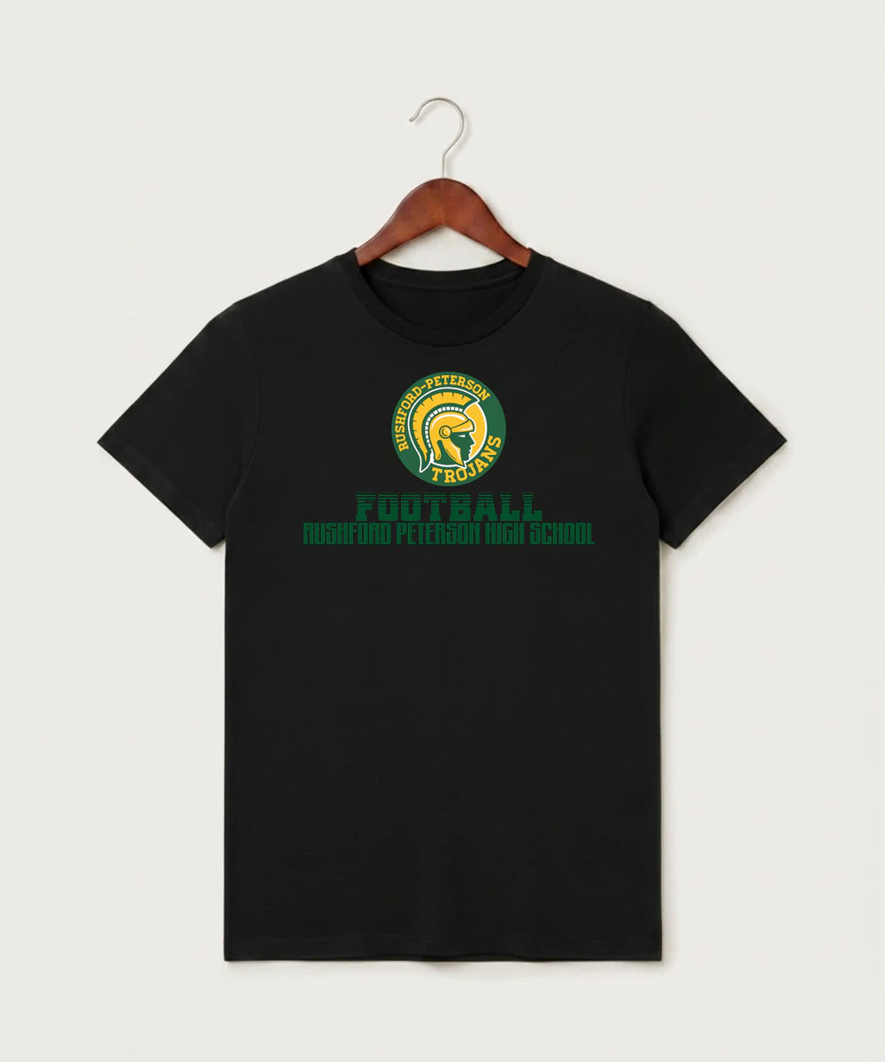 Rushford Peterson High School Football (Boys) - Black T-Shirt - Full Front