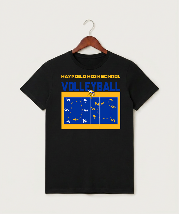 Hayfield High School Volleyball (Girls) - Black T-Shirt - Full Front
