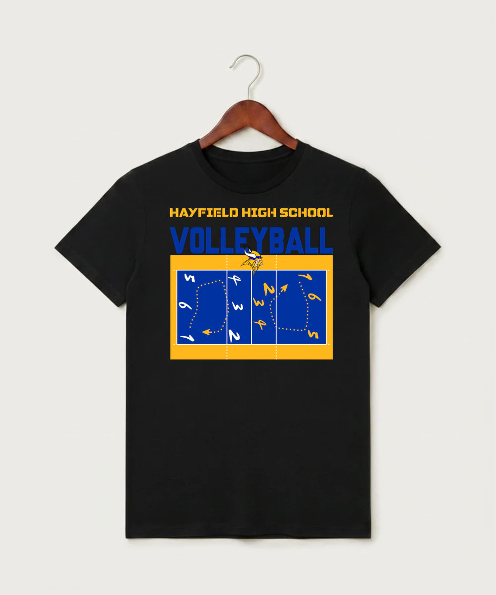 Hayfield High School Volleyball (Girls) - Black T-Shirt - Full Front