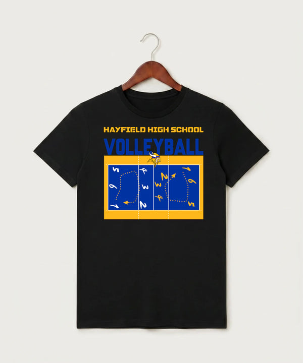 Hayfield High School Volleyball (Girls) - Black T-Shirt - Full Front