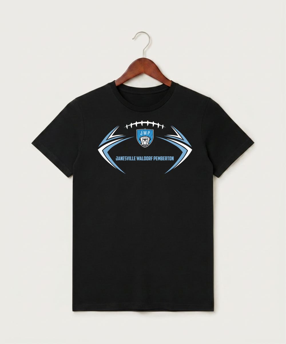 Janesville Waldorf Pemberton Football (Boys) - Black T-Shirt - Full Front
