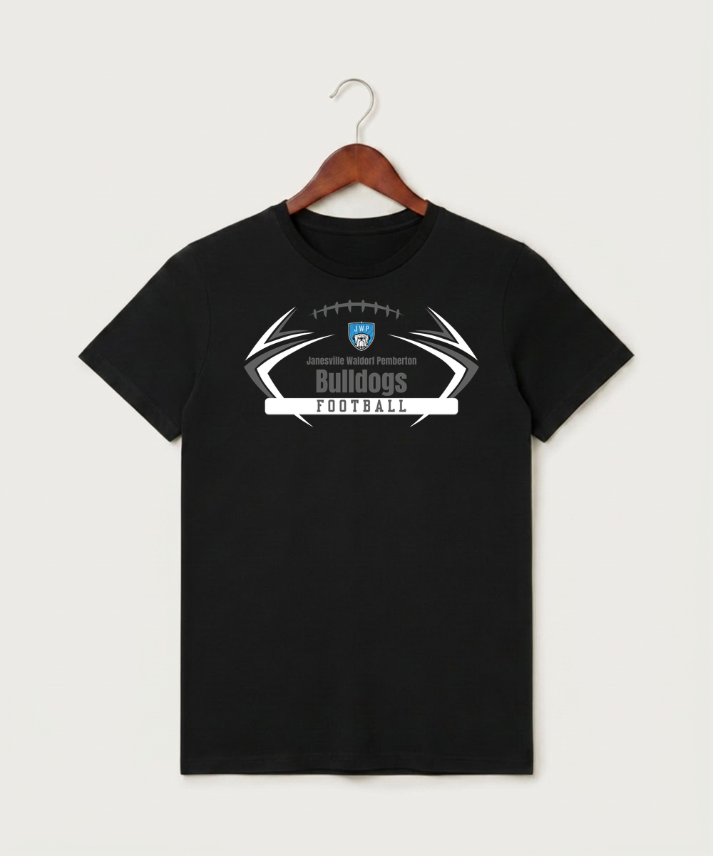 Janesville Waldorf Pemberton Football (Boys) - Black T-Shirt - Full Front