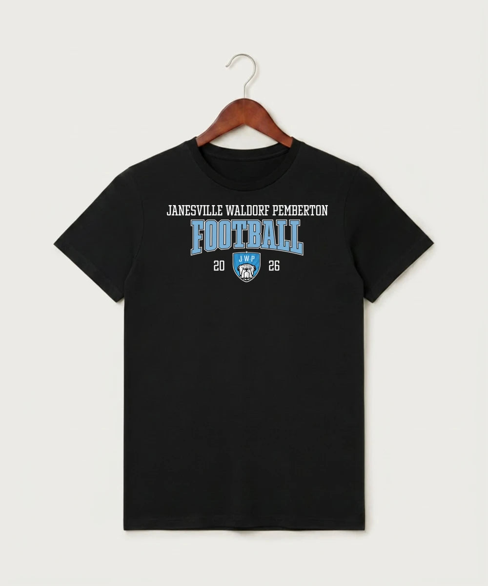 Janesville Waldorf Pemberton Football (Boys) - Black T-Shirt - Full Front
