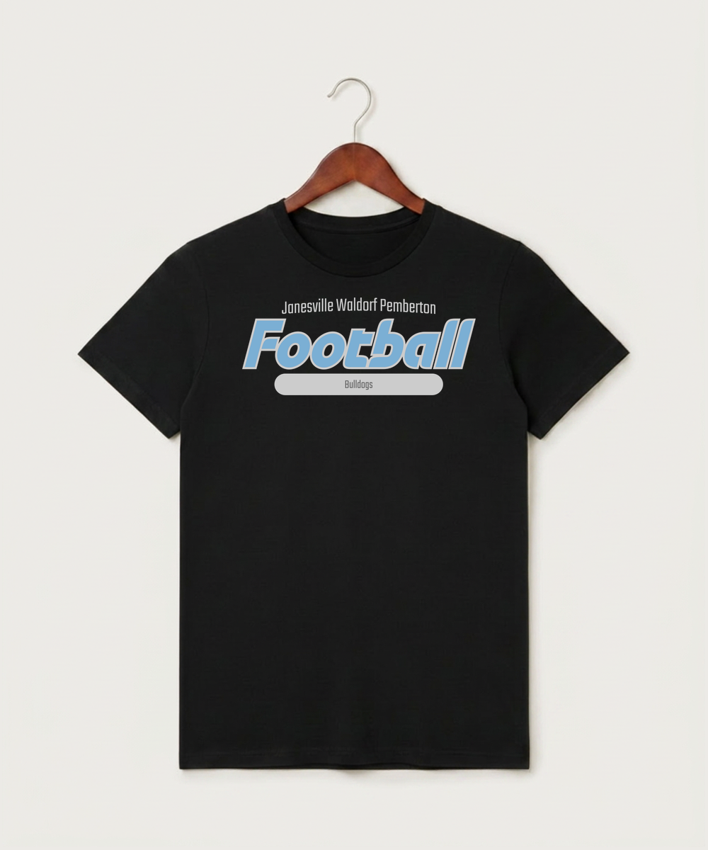 Janesville Waldorf Pemberton Football (Boys) - Black T-Shirt - Full Front