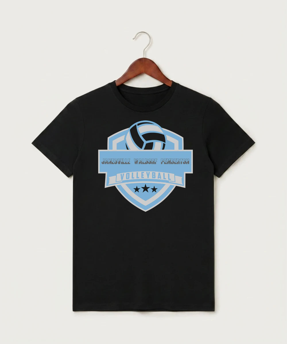 Janesville Waldorf Pemberton Volleyball (Girls) - Black T-Shirt - Full Front