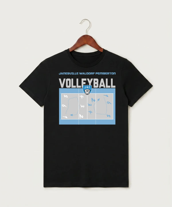 Janesville Waldorf Pemberton Volleyball (Girls) - Black T-Shirt - Full Front