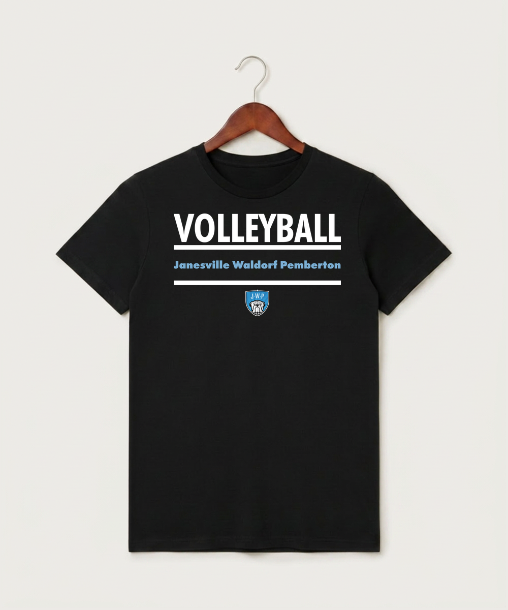 Janesville Waldorf Pemberton Volleyball (Girls) - Black T-Shirt - Full Front