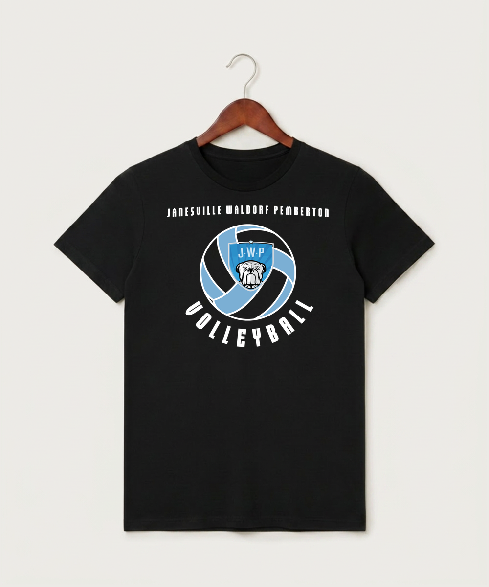 Janesville Waldorf Pemberton Volleyball (Girls) - Black T-Shirt - Full Front