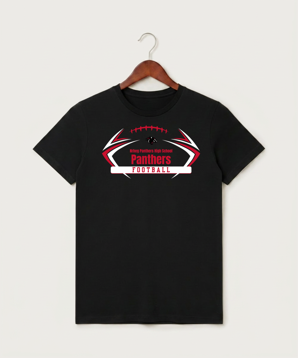 Nrheg Panthers High School Football (Boys) - Black T-Shirt - Full Front