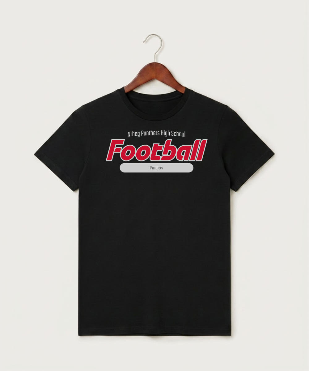 Nrheg Panthers High School Football (Boys) - Black T-Shirt - Full Front