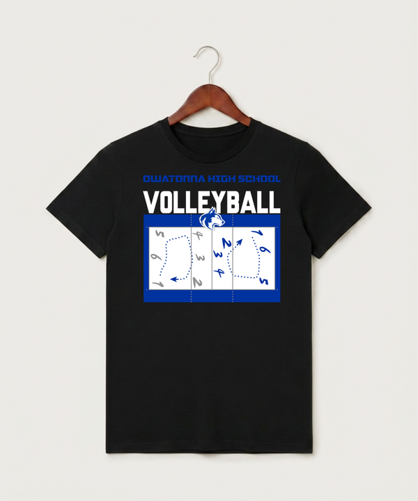 Owatonna High School Volleyball (Girls) - Black T-Shirt - Full Front
