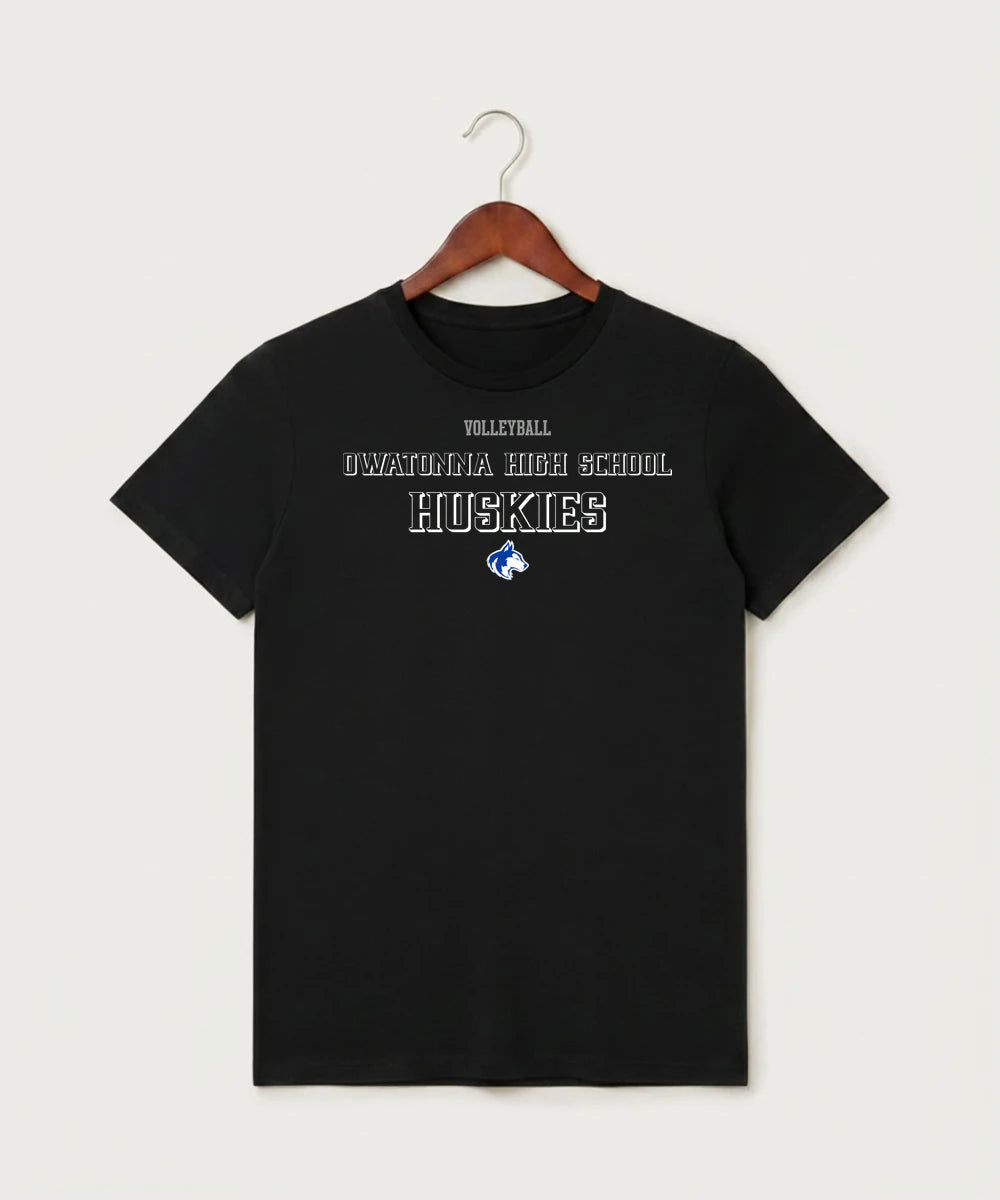 Owatonna High School Volleyball (Girls) - Black T-Shirt - Full Front