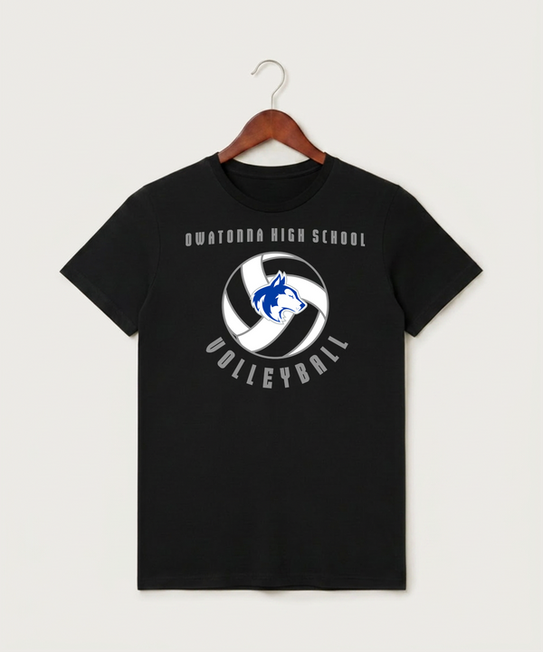 Owatonna High School Volleyball (Girls) - Black T-Shirt - Full Front