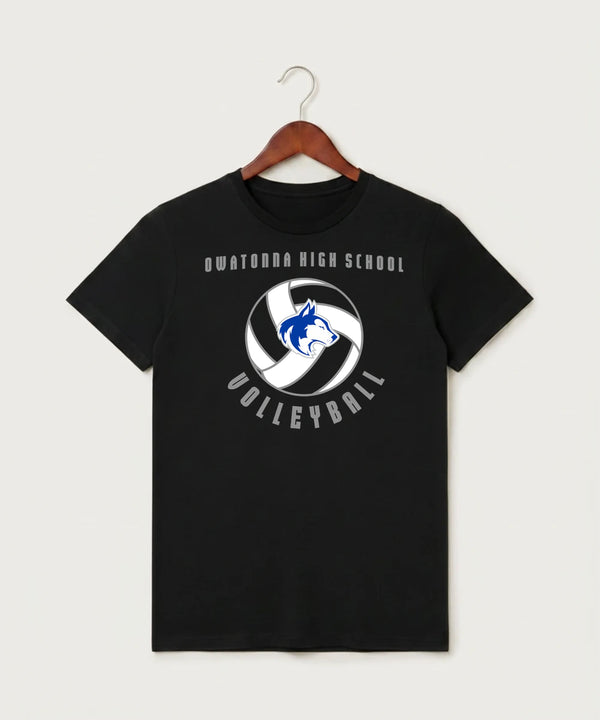 Owatonna High School Volleyball (Girls) - Black T-Shirt - Full Front