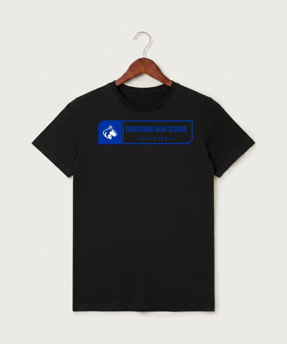 Owatonna High School Volleyball (Girls) - Black T-Shirt - Full Front