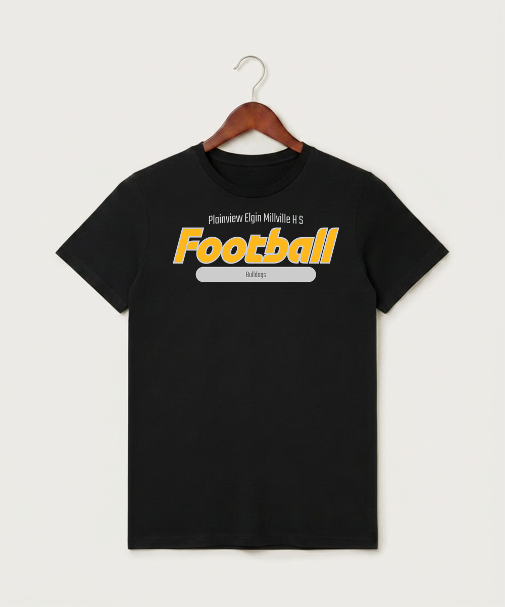 Plainview Elgin Millville H S Football (Boys) - Black T-Shirt - Full Front