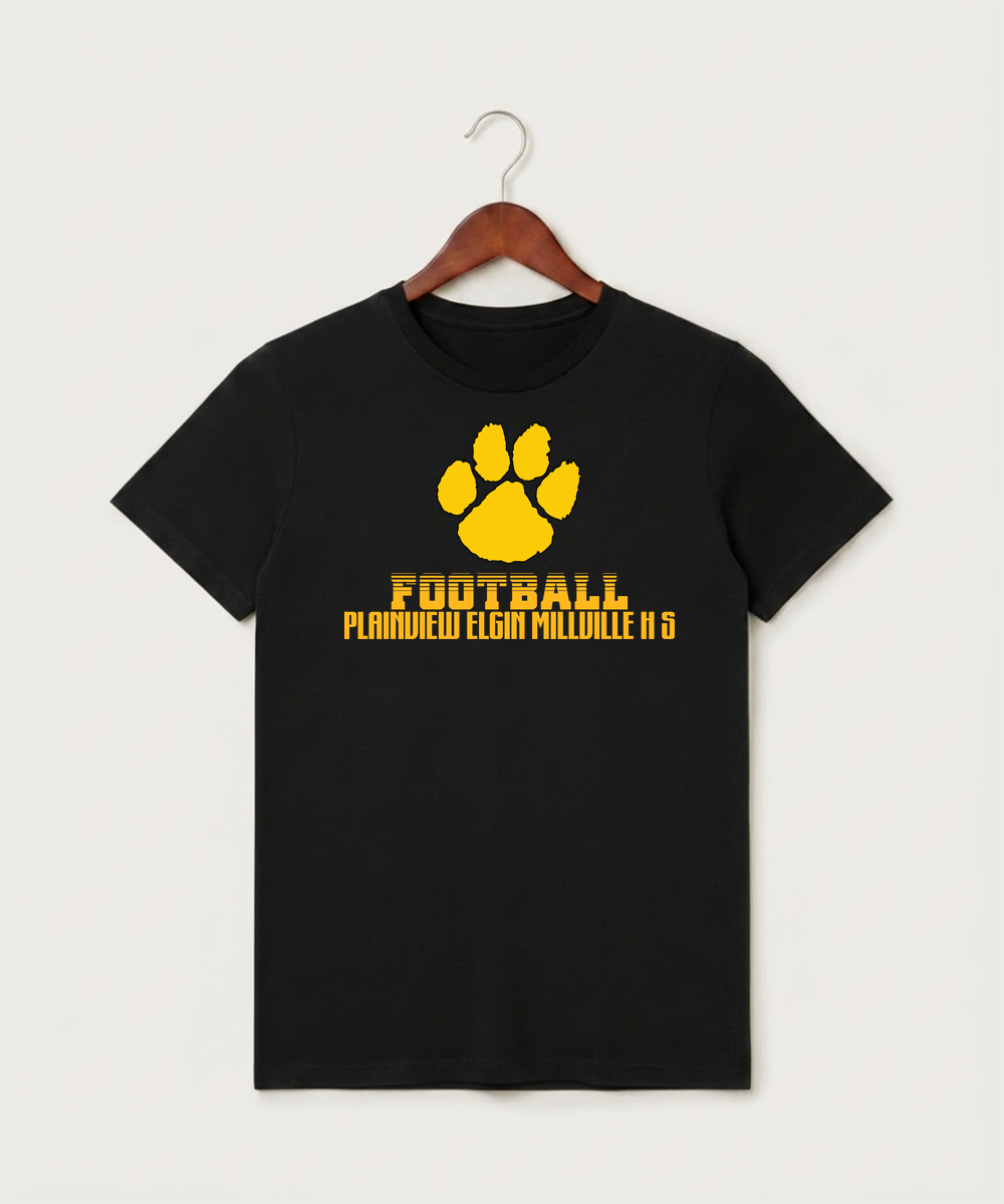 Plainview Elgin Millville H S Football (Boys) - Black T-Shirt - Full Front