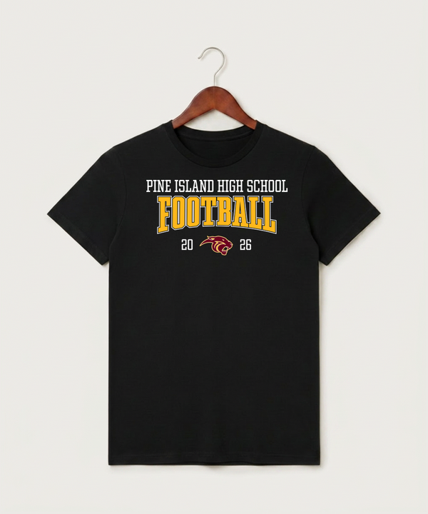 Pine Island High School Football (Boys) - Black T-Shirt - Full Front