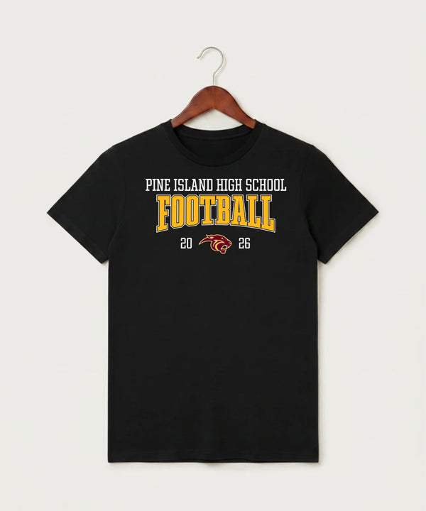 Pine Island High School Football (Boys) - Black T-Shirt - Full Front