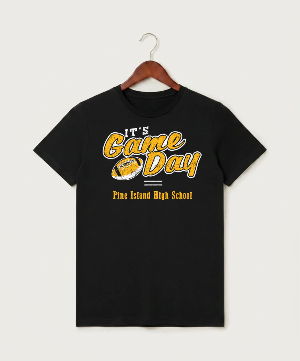 Pine Island High School Football (Boys) - Black T-Shirt - Full Front