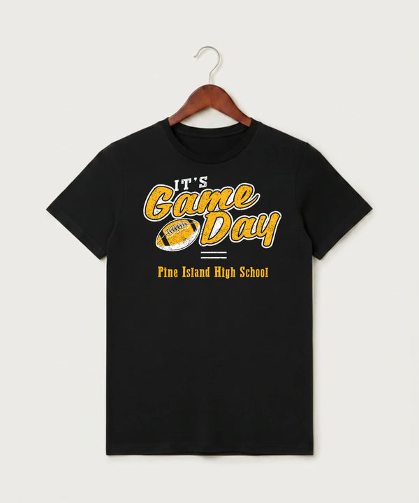 Pine Island High School Football (Boys) - Black T-Shirt - Full Front