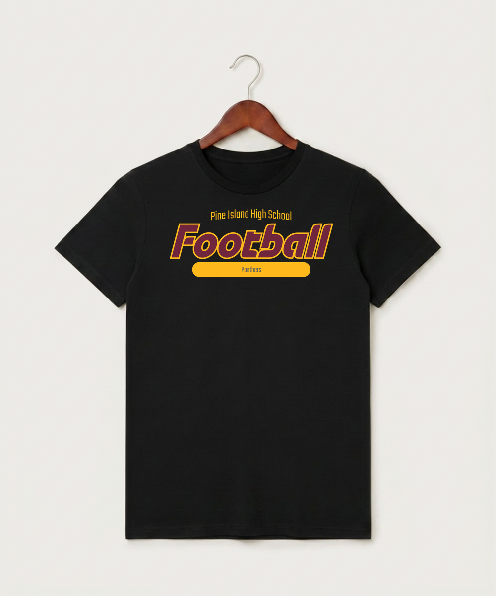 Pine Island High School Football (Boys) - Black T-Shirt - Full Front