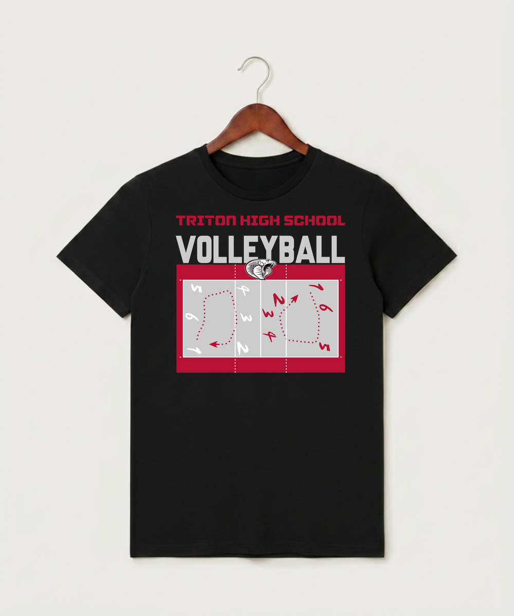 Triton High School Volleyball (Girls) - Black T-Shirt - Full Front