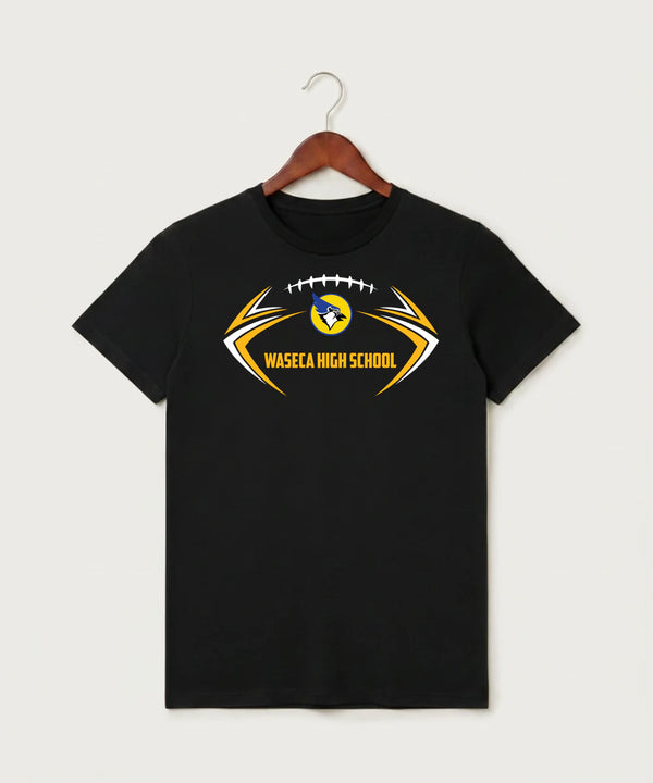 Waseca High School Football (Boys) - Black T-Shirt - Full Front