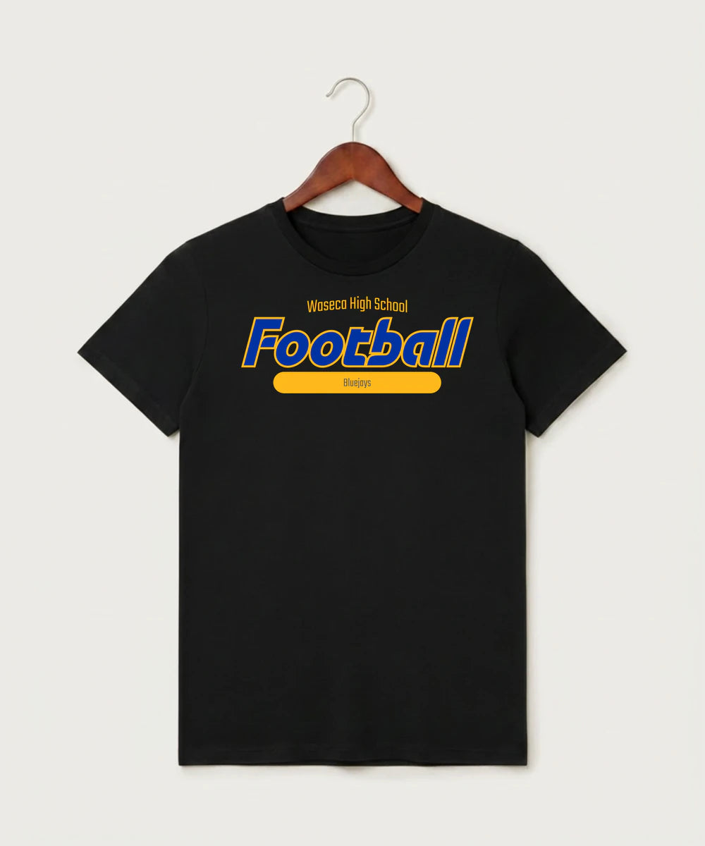 Waseca High School Football (Boys) - Black T-Shirt - Full Front
