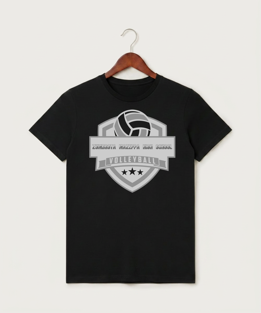 Zumbrota Mazeppa High School Volleyball (Girls) - Black T-Shirt - Full Front