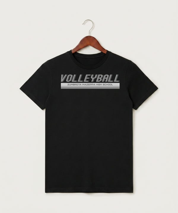 Zumbrota Mazeppa High School Volleyball (Girls) - Black T-Shirt - Full Front