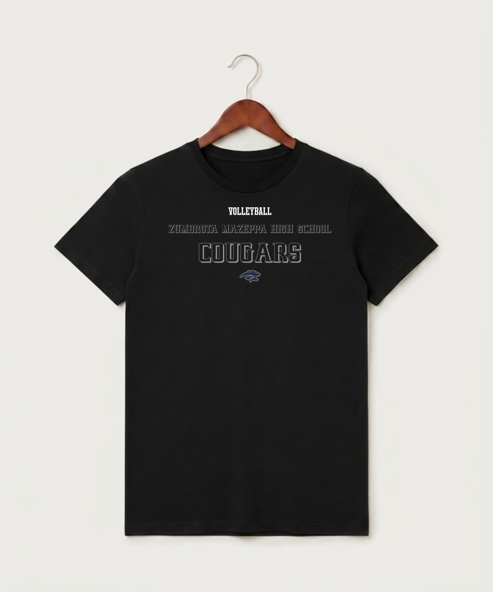 Zumbrota Mazeppa High School Volleyball (Girls) - Black T-Shirt - Full Front