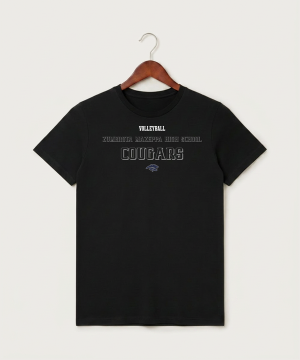 Zumbrota Mazeppa High School Volleyball (Girls) - Black T-Shirt - Full Front