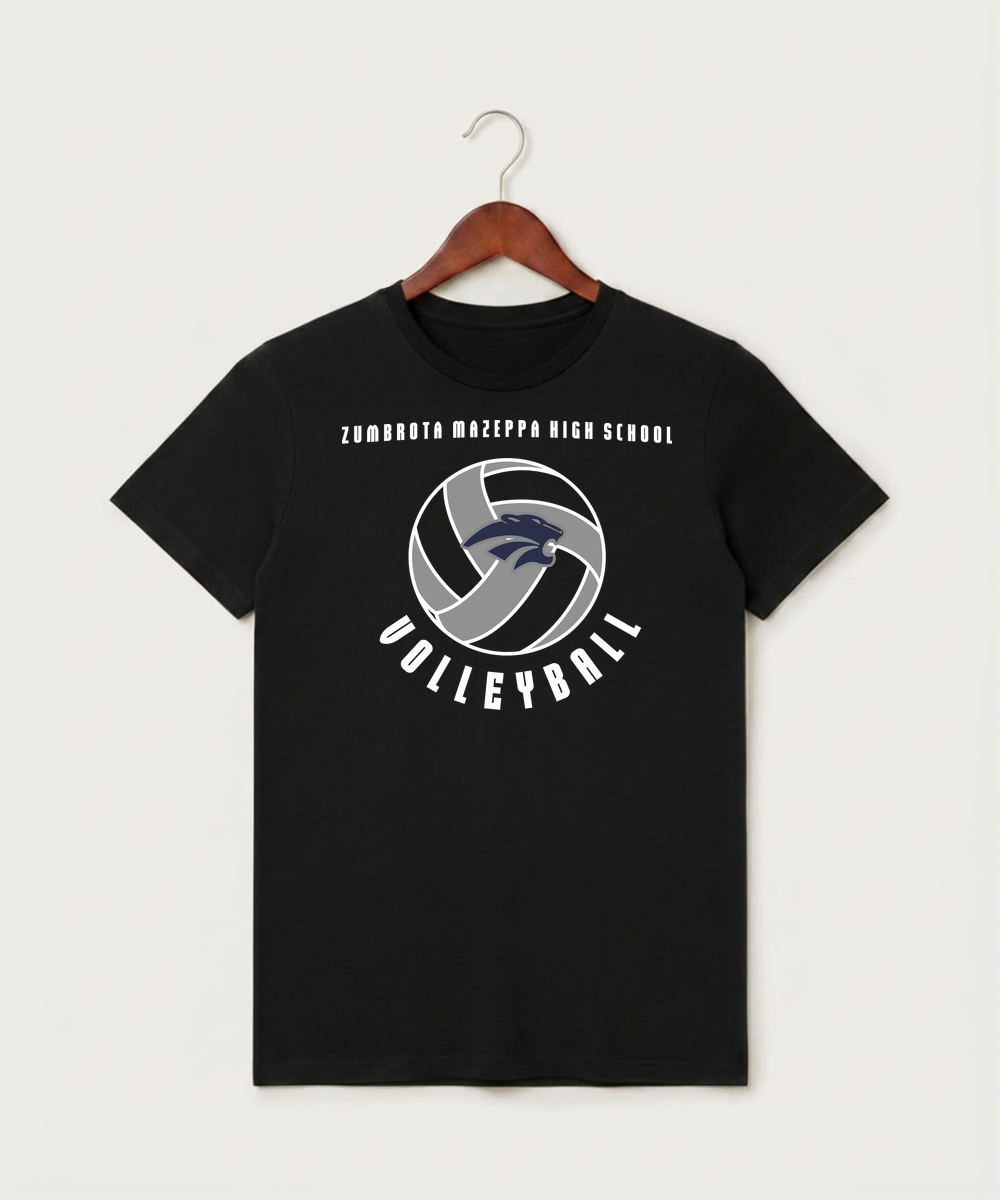 Zumbrota Mazeppa High School Volleyball (Girls) - Black T-Shirt - Full Front