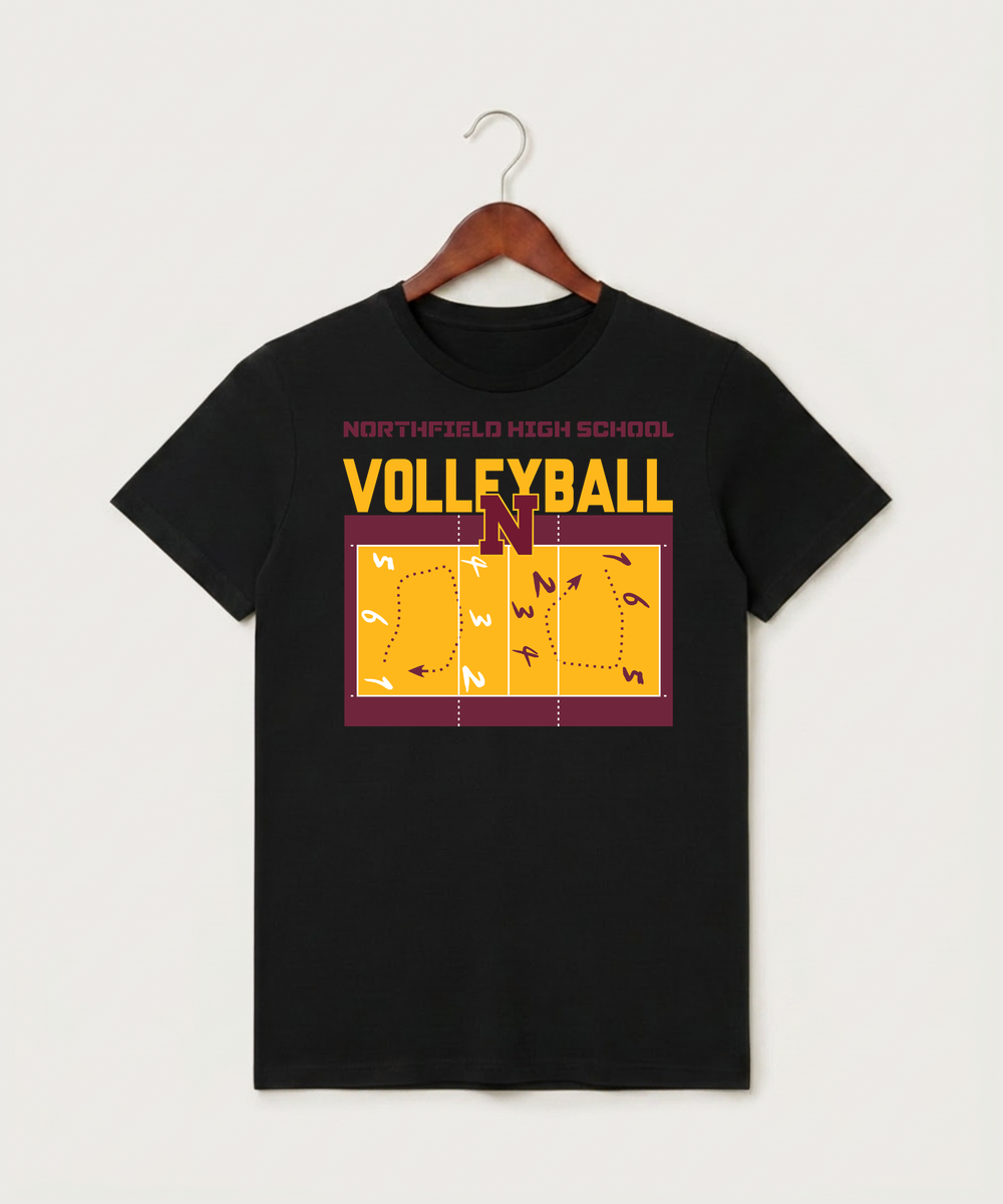 Northfield High School Volleyball (Girls) - Black T-Shirt - Full Front