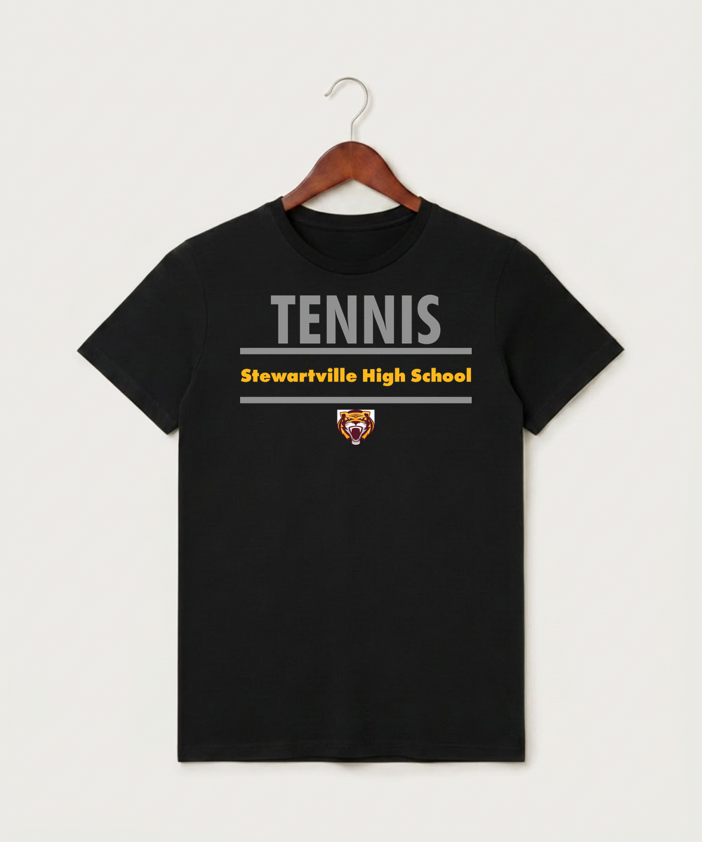 Stewartville High School Tennis (Coed) - Black T-Shirt - Full Front